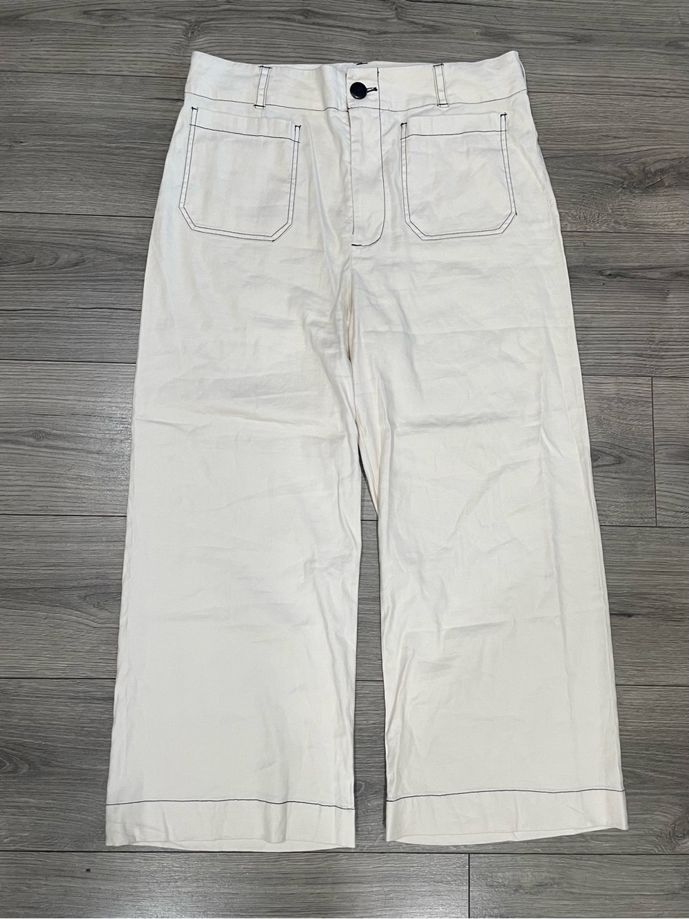 Maeve Colette Linen Stretch High-Rise Wide-Leg Pants Size 33